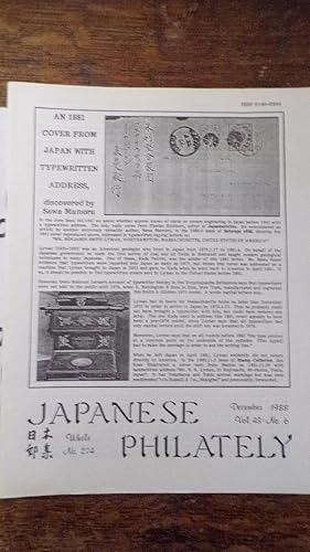 Seller image for Japanese Philately Volume 43 No 6: December1988 for sale by Tilly's Bookshop