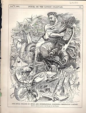 Seller image for ENGRAVING: "Our Royal college of Music and International Fisheries Combination" (Punch, or the London Charivari) engraving from Punch Magazine, May 19, 1883 for sale by Dorley House Books, Inc.