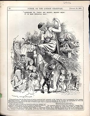 Seller image for ENGRAVING: "Uprouse Ye, Then! My Merry, Merry men! It is Our Opening Day". (Punch, or the London Charivari) engraving from Punch Magazine, January 20, 1883 for sale by Dorley House Books, Inc.