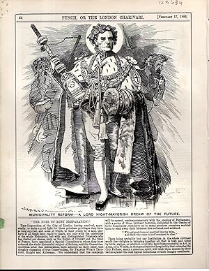 Seller image for ENGRAVING: "Municipality reform--A Lord M=night-Mayorish Dream of the Future" (Punch, or the London Charivari) engraving from Punch Magazine, February 17, 1883 for sale by Dorley House Books, Inc.