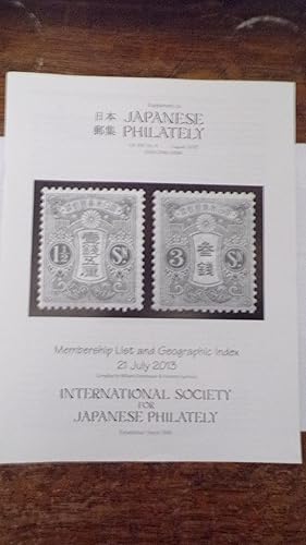 Seller image for Supplement To Japanese Philately Volume 68 No 4: August 2013: Membership List And Geographic Index 21 July 2013 for sale by Tilly's Bookshop