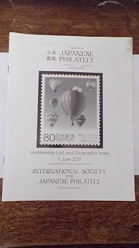 Seller image for Supplement To Japanese Philately Volume 66 No 3: June 2011: Membership List And Geographic Index 1 June 2011 for sale by Tilly's Bookshop