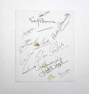 Seller image for An Original Paper Signed by Various Actors, Comedians, Band Leaders and Musicians. They include Band Leader Billy Cotton, Band Leader Jack Hylton, Band Leader Henry Hall, Comedian Billy Bennett, Comedian/Actor Will Hay, Singer Elsie Carlisle, Comedian/Actor Wee Georgie Wood, Comedian Oliver Wakefield, Boxer/Actor Jack Doyle, Band Leader Geraldo, Actor Arthur Young and Terry Brown for sale by Lasting Words Ltd