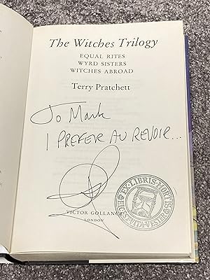 Seller image for THE WITCHES TRILOGY (EQUAL RITES; WYRD SISTERS; WITCHES ABROAD: SIGNED UK HARDCOVER for sale by Books for Collectors