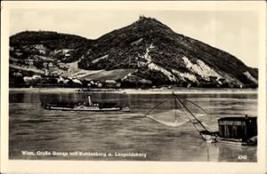 Ansichtskarte / Postkarte Wien 19. Döbling Österreich, Donau mit Kahlenberg und Leopoldsturm, Fis...