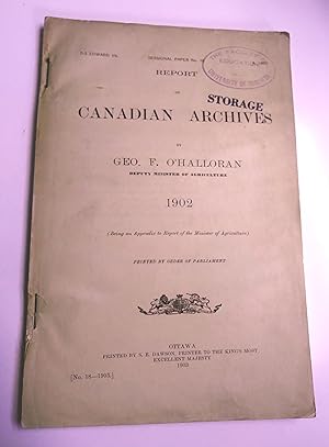 Imagen del vendedor de Report on Canadian Archives 1902 a la venta por Livresse