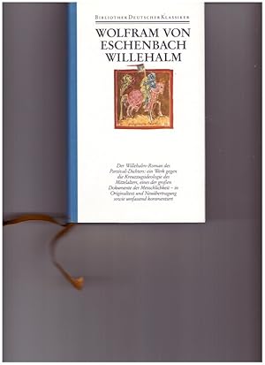 Seller image for Willehalm. Nach der Handschrift 857 der Stiftsbibliothek St. Gallen. Mittelhochdeutscher Text, bersetzung, Kommentar. Herausgegeben von Joachim Heinzle. Mit den Miniaturen aus der Wolfenbtteler Handschrift und einem Aufsatz von Peter und Dorothea Diemer. Bibliothek des Mittelalters Band 9. Bibliothek Deutscher Klassiker Band 69. for sale by Antiquariat Heubeck