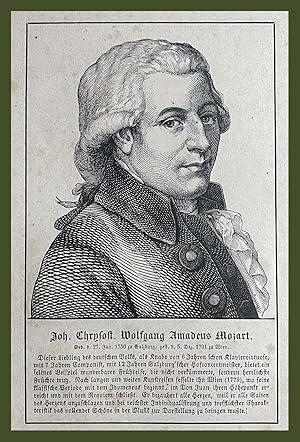 Wolfgang Amadeus Mozart Salisburgo Compositore austriaco Incisione 1857 Wigand