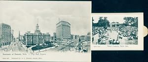 Leporello Ansichtskarte / Postkarte Detroit Michigan USA, City-Hall-Square, Bandkonzert, Hotel Ca...