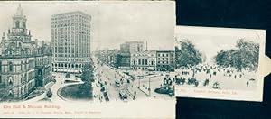 Leporello Ansichtskarte / Postkarte Detroit Michigan USA, Rathaus- und Majestic-Gebäude, Hotel Ca...