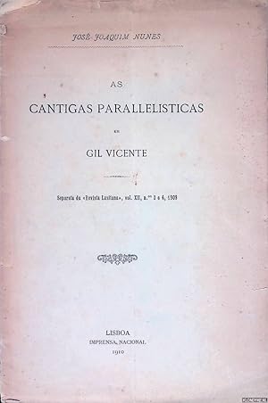 Imagen del vendedor de As cantigas parallelisticas em Gil Vicente a la venta por Klondyke