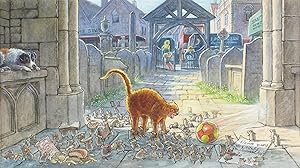 SAMPSON STARTLED BY A FOOTBALL Original Watercolour For The Church Mice And The Ring