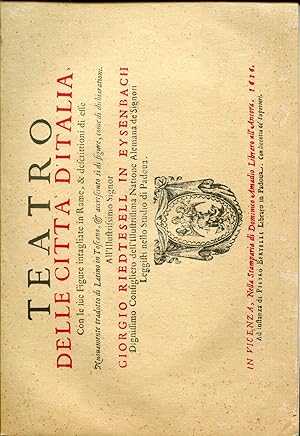 Bild des Verkufers fr Teatro delle citt d'Italia, con le sue figure intagliate in rame, & descrittioni di esse. Ripr. facs. dell'ed.: Vicenza : D. Amadio, ad istanza di P. Bertelli, 1616. zum Verkauf von Studio Bibliografico Viborada