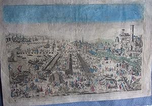 Vue d' optique COULEUR vers 1770 ville de beaucaire dans le bas languedoc