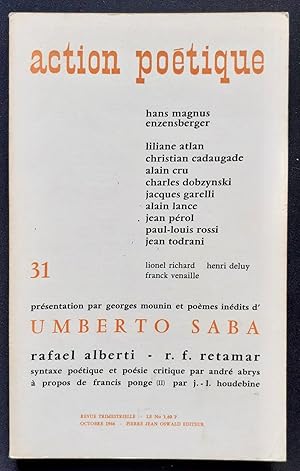 Immagine del venditore per Action potique n31, octobre 1966. venduto da Le Livre  Venir