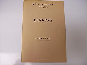 Image du vendeur pour Elektra Libretto, Metropolitan Opera mis en vente par Paper Dragon