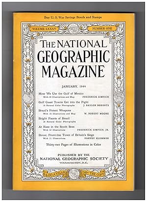 National Geographic Magazine - January, 1944. Gulf of Mexico; Gulf Coast Towns in the Fight; Braz...