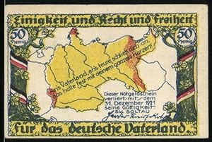 Bild des Verkufers fr Notgeld Soltau 1921, 50 Pfennig, Landkarte Deutsches Reich, Statue zum Verkauf von Bartko-Reher