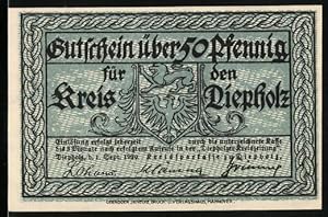 Bild des Verkufers fr Notgeld Diepholz 1920, 50 Pfennig, Schloss zum Verkauf von Bartko-Reher