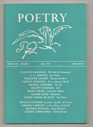 Seller image for Poetry Magazine, Vol. 106 Number 4, July 1965 for sale by Jeff Hirsch Books, ABAA