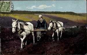 Bild des Verkufers fr Knstler Ansichtskarte / Postkarte Repin, JE, Graf Leo Tolstoi in den Feldern zum Verkauf von akpool GmbH
