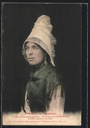Seller image for Carte postale Cambremer, Junge Frau in grner traditioneller Tracht der Normandie for sale by Bartko-Reher