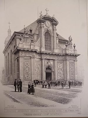 Holzstich - Eglise Saint Sebastien a Nancy ( Architektur France )