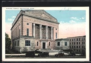 Ansichtskarte Springfield, MA, View of the Masonic Temple