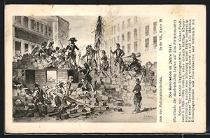 Ansichtskarte Wien, Revolution 1848, Barrikade d. akademischen Legion auf dem Fleischmarkte