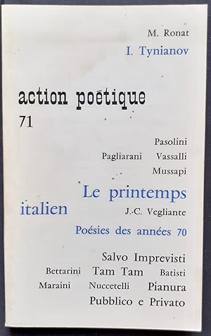 Bild des Verkufers fr Action potique n71, septembre 1977: Le printemps italien. zum Verkauf von Le Livre  Venir