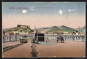 Ansichtskarte Mekka, Kaaba mit Blick auf Festung und Berge