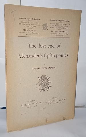 Immagine del venditore per The lost end of Menander's epitrepontes venduto da Librairie Albert-Etienne