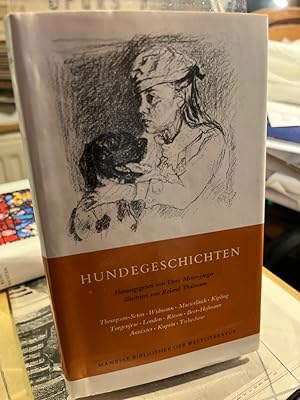 Bild des Verkufers fr Hundegeschichten. (= Manesse-Bibliothek der Weltliteratur). Herausgegeben von Dora Meier-Jaeger. Mit Illustrationen von Roland Thalmann. zum Verkauf von Altstadt-Antiquariat Nowicki-Hecht UG