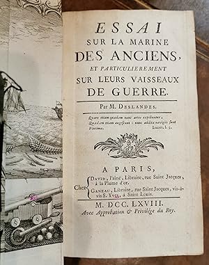 Essai sur la MARINE des ANCIENS et particulièrement sur leurs Vaisseaux de Guerre