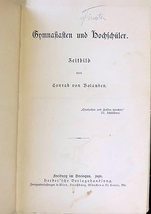 Bild des Verkufers fr Gymnasiasten und Hochschler : Zeitbild. zum Verkauf von books4less (Versandantiquariat Petra Gros GmbH & Co. KG)