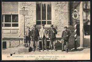 Ansichtskarte Gérardmer, La Schlucht, Douaniers Francais au Poteau, Grenze