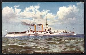 Postcard Kriegsschiff H.M.S. Swiftsure auf hoher See