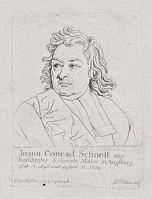 Bild des Verkufers fr Ioann Conrad Schnell" - Johann Konrad Schnell (1646-1704) Maler Augsburg Emailmaler Porzellanmaler Portrait zum Verkauf von Antiquariat Steffen Vlkel GmbH