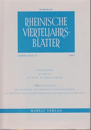 Bild des Verkufers fr Die Franken und Rom (3.-5. Jahrhundert). [Aus: Rheinische Vierteljahresbltter, Jg. 71, 2007]. Versuch einer bersicht. zum Verkauf von Fundus-Online GbR Borkert Schwarz Zerfa