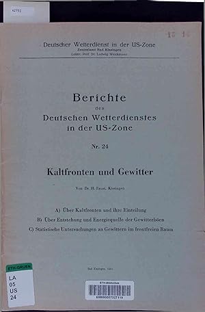 Imagen del vendedor de Kaltfronten und Gewitter. Nr. 24 a la venta por Antiquariat Bookfarm