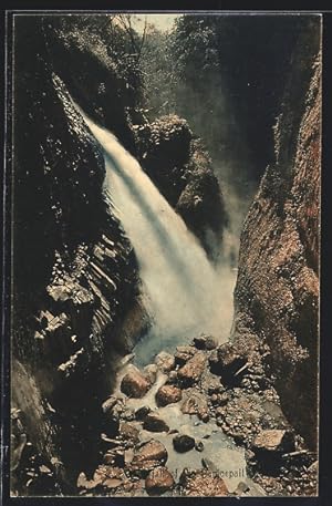 Ansichtskarte Java, Fall of hot Banjoepait, Vulkan