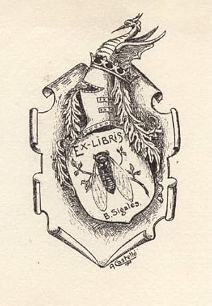 Imagen del vendedor de Exlibris fr B. Sigales. Klischeedruck von A.Castello. a la venta por Antiquariat Heinz Tessin