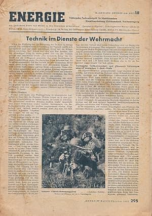 Image du vendeur pour Technische Zeitschrift fr Maschinenbau, Metallbearbeitung, Elektrotechnik, Krafterzeugung der Reichsbetriebsgemeinschaft 6, Eisen und Metall, in der Deutschen Arbeitsfront. Hauptschriftleiter : Oberingenieur Walter Lehmann. 18. Jahrgang, Oktober 1939, Heft 10. Mit sehr vielen Abbildungen, Illustrationen und Skizzen, meist im Text. Ohne den Umschlag und die Werbung. mis en vente par Antiquariat Heinz Tessin