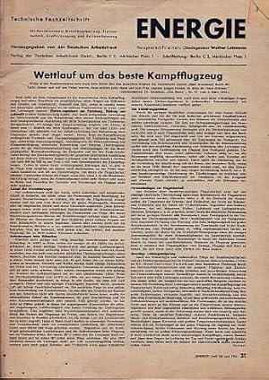 Bild des Verkufers fr Technische Zeitschrift fr Maschinenbau, Metallbearbeitung, Elektrotechnik, Krafterzeugung der Reichsbetriebsgemeinschaft 6, Eisen und Metall, in der Deutschen Arbeitsfront. Hauptschriftleiter : Oberingenieur Walter Lehmann. 23. Jahrgang, Juni, Heft 5/6. Mit einigen Abbildungen, Illustrationen und Skizzen, meist im Text. Ohne den Umschlag und die Werbung. zum Verkauf von Antiquariat Heinz Tessin