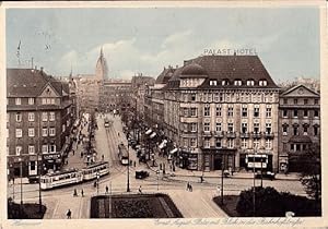 Image du vendeur pour Ernst-August-Platz. Blick in die Bahnhofstr. Ansichtskarte in Lichtdruck mit blauer Tonplatte. Abgestempelt Hannover 23.09.1933. mis en vente par Antiquariat Heinz Tessin