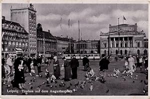 Image du vendeur pour Tauben auf dem Augustusplatz. Ansichtskarte in Photodruck. Abgestempelt Leipzig 29.04.1941. mis en vente par Antiquariat Heinz Tessin