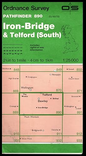 Ordnance Survey Map:IRON-BRIDGE & TELFORD (South) 1988 : Pathfinder No.890 2.5in to 1Mile