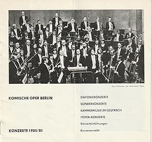 Seller image for Programmheft KONZERTE DER KOMISCHN OPER BERLIN 1980 / 81 for sale by Programmhefte24 Schauspiel und Musiktheater der letzten 150 Jahre