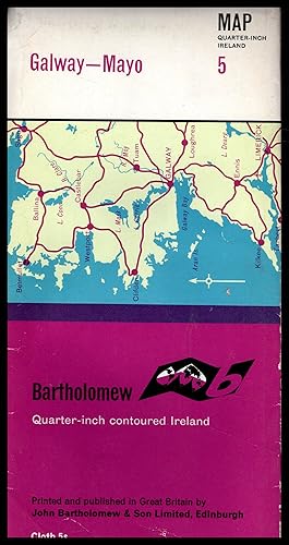 Bartholomew Map: GALWAY -- MAYO No.5 CLOTH MAP 1963 Quarter-Inch Contoured IRELAND