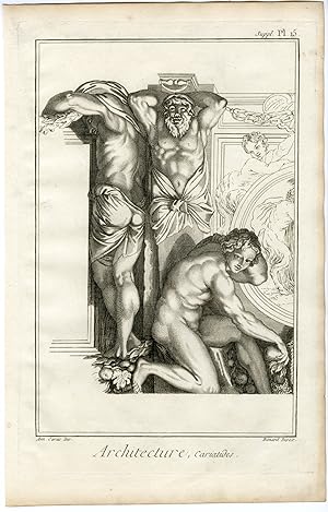 Bild des Verkufers fr Antique Print-ARCHITECTURE-SCULPTURE-CARYATID-COLUMN-PL. 15-Benard-Diderot-1751 zum Verkauf von Pictura Prints, Art & Books